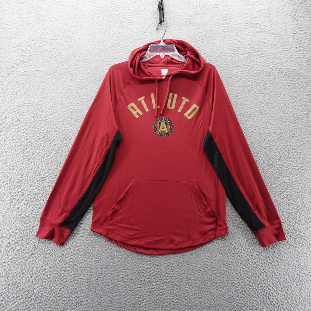 Atlanta United FC MLS Hoodie Mens Medium Red Black‎ Soccer Pullover Sweatshirt